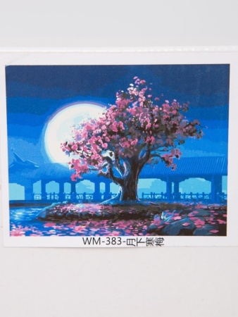 Картина по номерам на холсте 40 х 50 (сакура и луна)
