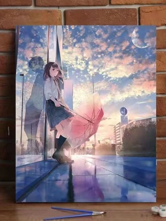 Картина по номерам холст (на подрамнике девочка с зонтиком)